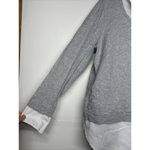 Tommy Hilfiger Women’s Layered Look Sweater Shirt Top Gray White Collared XL - Picture 2 of 12